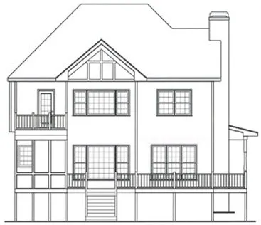 Rear Elevation for House Plan #124762