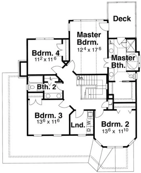 Second Floor Plan for House Plan #124762
