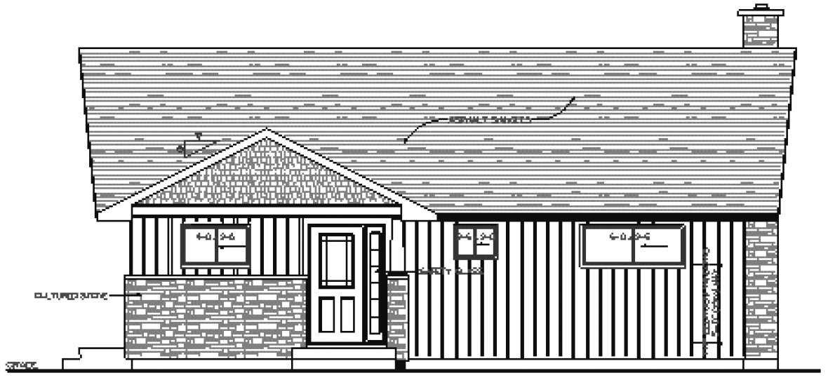Rear Elevation for House Plan #201590