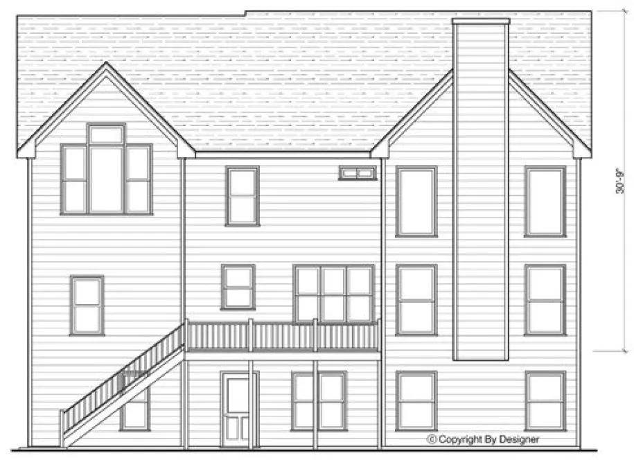 Rear Elevation for House Plan #125962