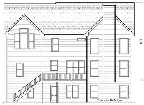 Rear Elevation for House Plan #125962