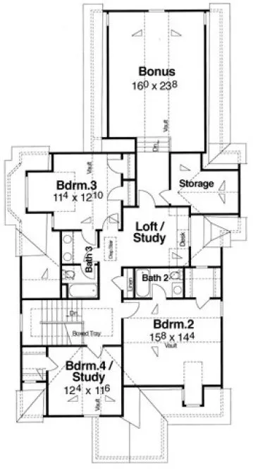 Second Floor Plan for House Plan #123572