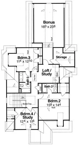 Second Floor Plan for House Plan #123572