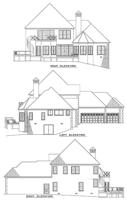 Rear Elevation for House Plan #311000