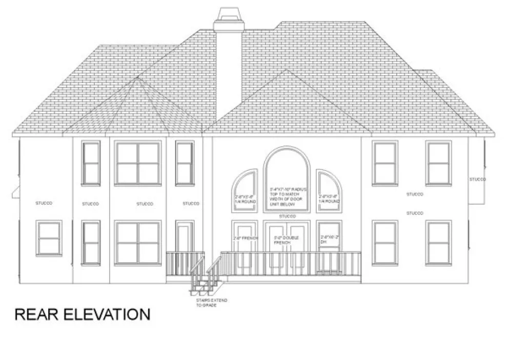 Rear Elevation for House Plan #274053