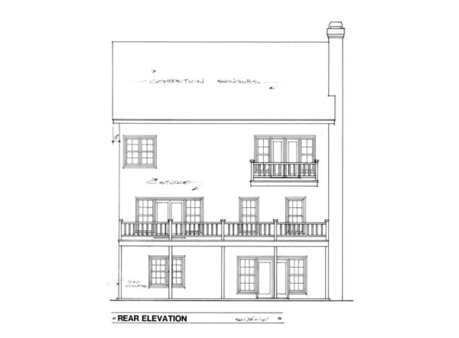 Rear Elevation for House Plan #271053