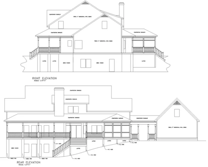 Rear Elevation for House Plan #275043