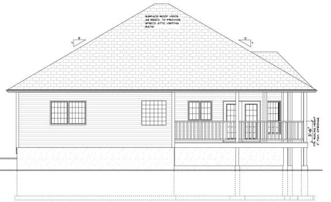 Rear Elevation for House Plan #201940