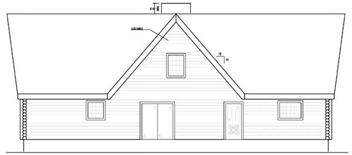 Rear Elevation for House Plan #319001