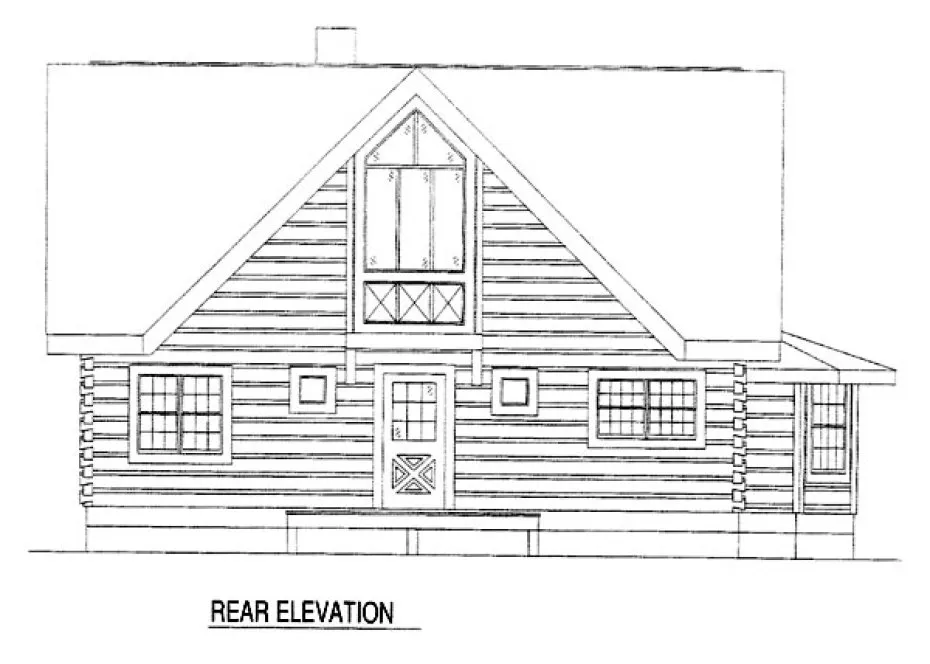 Rear Elevation for House Plan #317001