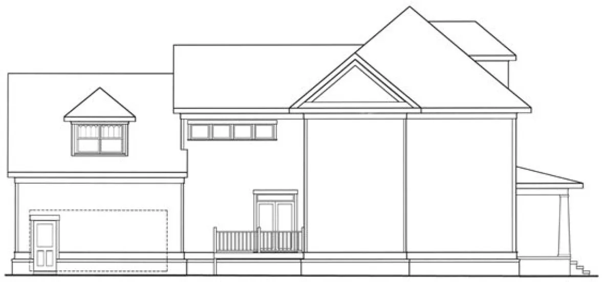 Left Elevation for House Plan #128672
