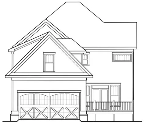 Rear Elevation for House Plan #128672