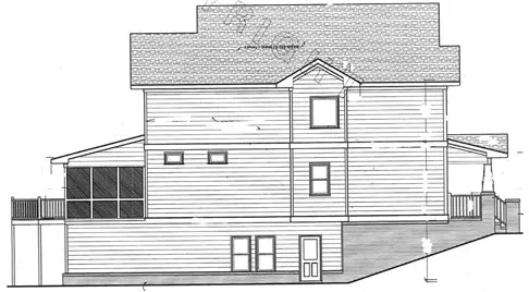 Left Elevation for House Plan #129082