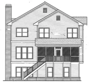 Rear Elevation for House Plan #129082