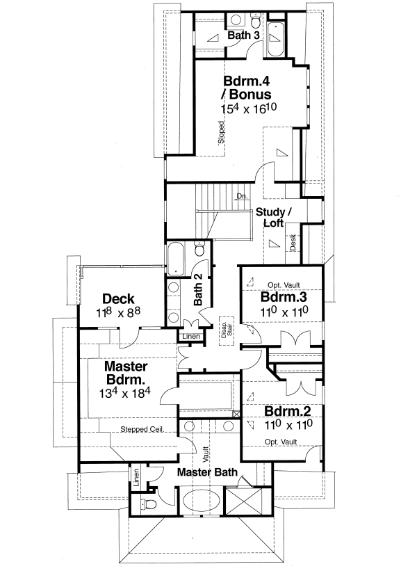 Second Floor Plan for House Plan #120882