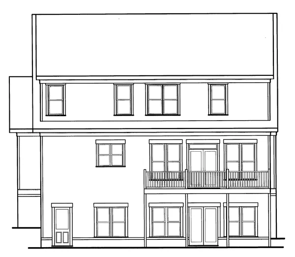 Rear Elevation for House Plan #121103