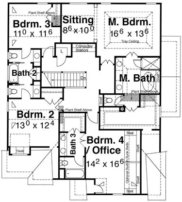 Second Floor Plan for House Plan #121103