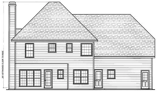 Rear Elevation for House Plan #126622