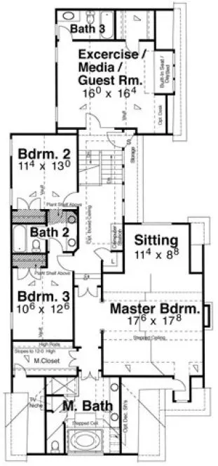 Second Floor Plan for House Plan #123223