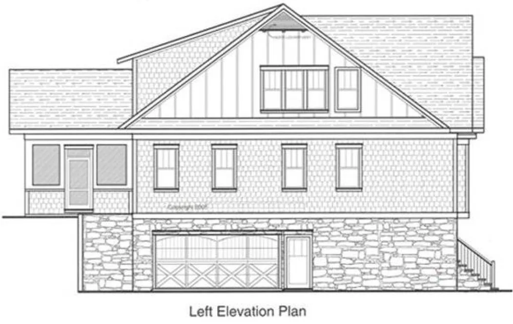 Left Elevation for House Plan #128043