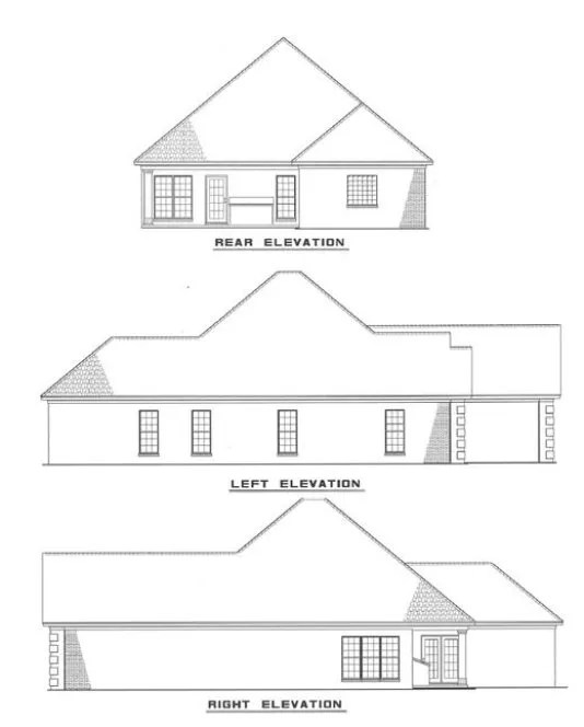 Rear Elevation for House Plan #311010