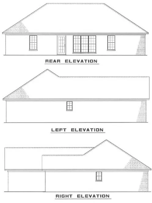 Rear Elevation for House Plan #312010