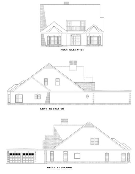 Rear Elevation for House Plan #313010