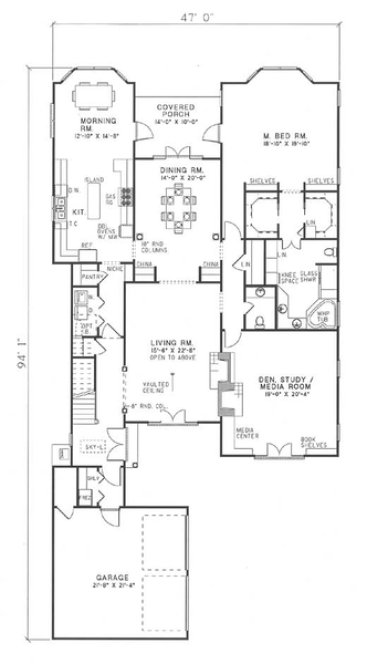 Main Floor Plan for House Plan #313010