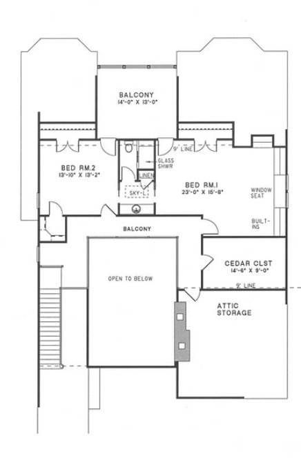 Second Floor Plan for House Plan #313010