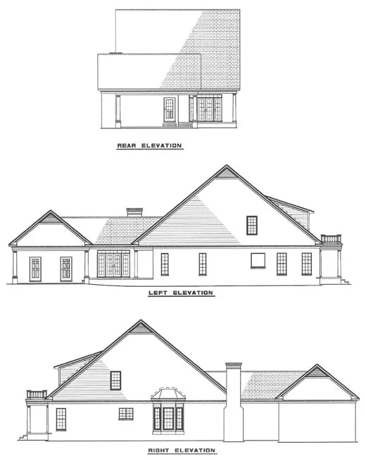 Rear Elevation for House Plan #314010