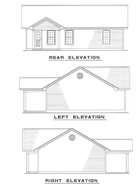Rear Elevation for House Plan #316010