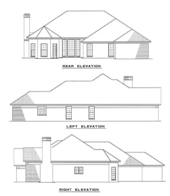 Rear Elevation for House Plan #317010