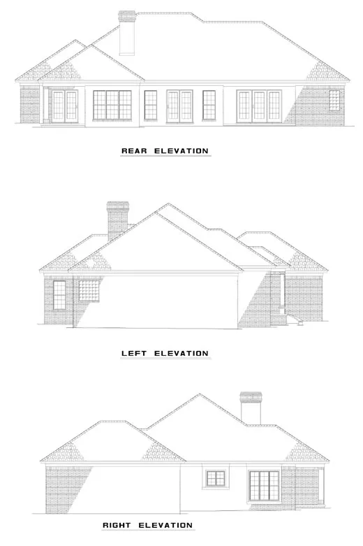 Rear Elevation for House Plan #318010