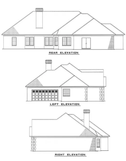 Rear Elevation for House Plan #310110