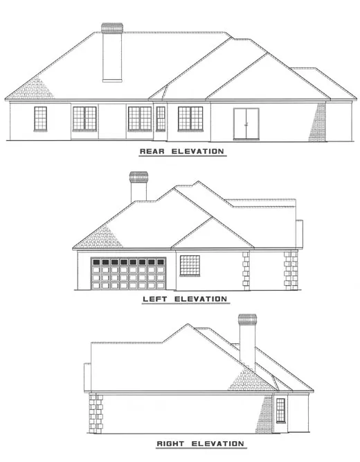 Rear Elevation for House Plan #310110