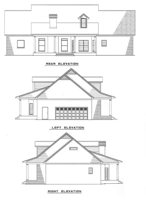 Rear Elevation for House Plan #311110