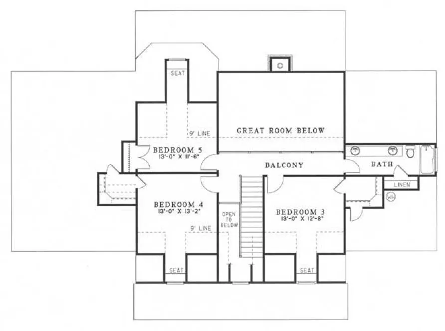 Second Floor Plan for House Plan #311110