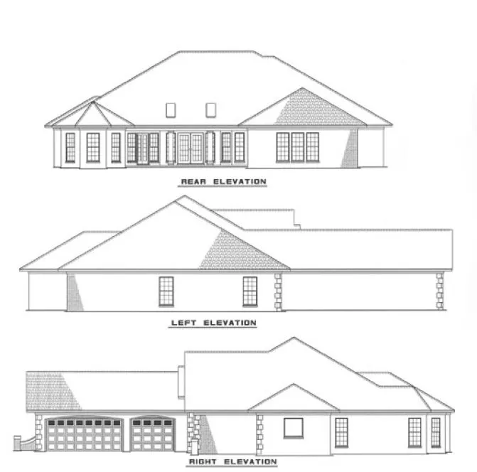 Rear Elevation for House Plan #312110