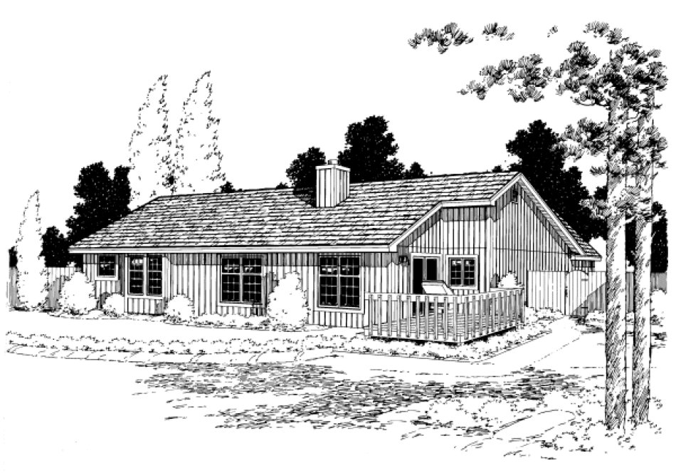 Rear Elevation for House Plan #186142