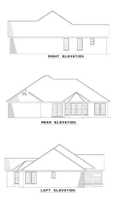 Rear Elevation for House Plan #314110
