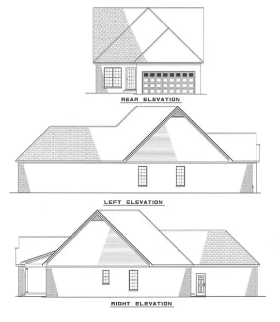 Rear Elevation for House Plan #311310