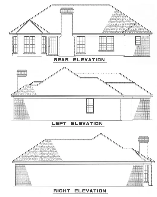 Rear Elevation for House Plan #315110