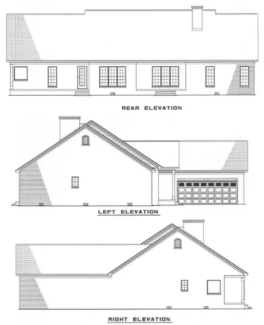 Rear Elevation for House Plan #318110