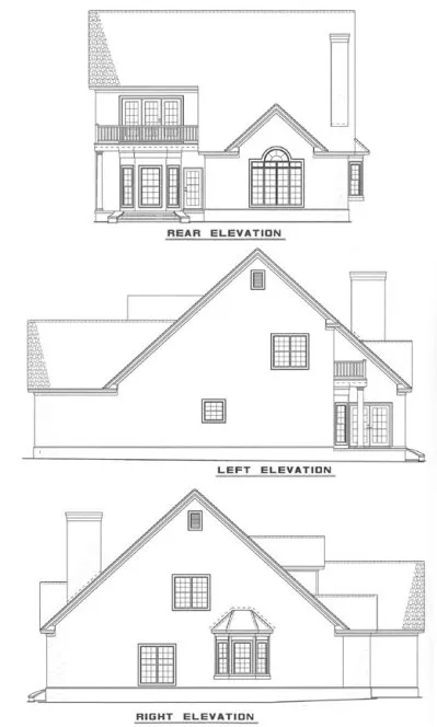 Rear Elevation for House Plan #312210
