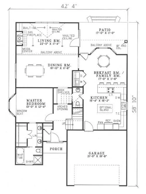 Main Floor Plan for House Plan #312210