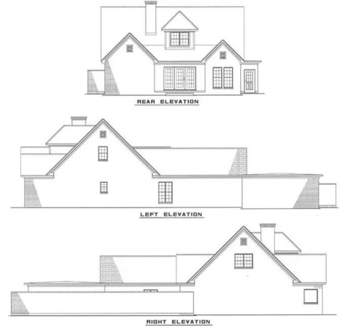 Rear Elevation for House Plan #313210