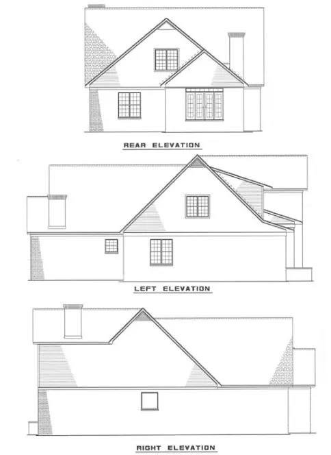 Rear Elevation for House Plan #314210