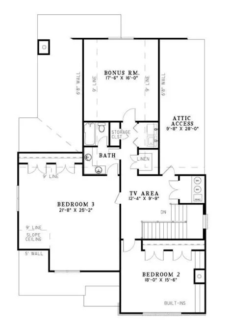 Second Floor Plan for House Plan #314210