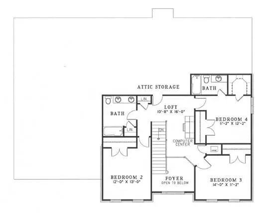 Second Floor Plan for House Plan #315210
