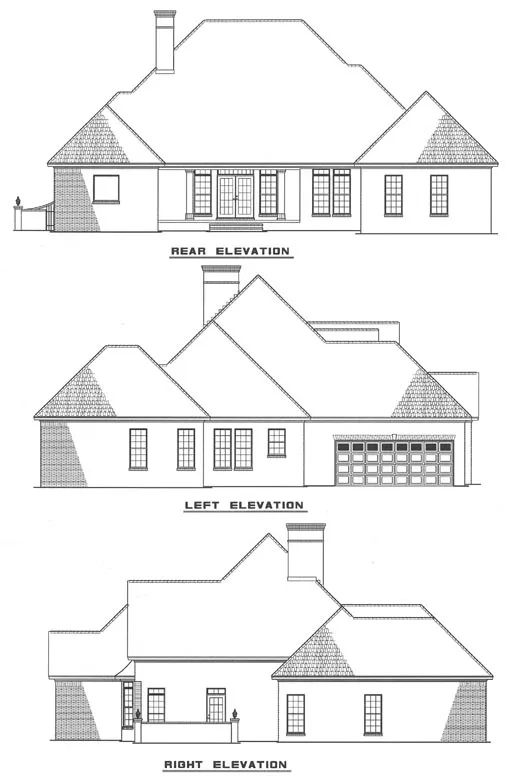 Rear Elevation for House Plan #318210